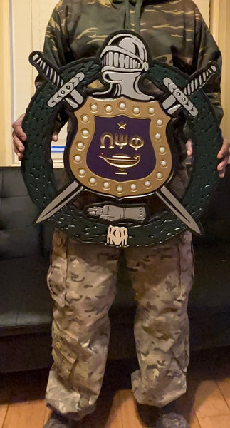 Omega Psi Phi Lighted Shield - Painted (C) - 24" Tall