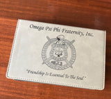 Omega Psi Phi - Custom Leather Flask Set